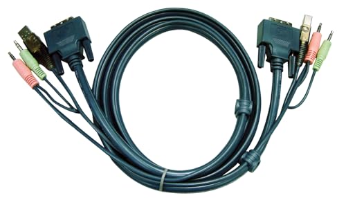 ATEN Câble KVM DVI-D USB Single Link 3m - 3 m - DVI-D - Noir - DVI-D - USB A - 2 x 3.5mm - DVI-D - USB A - 2 x 3.5mm - Mâle