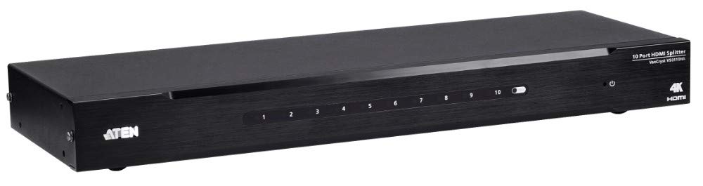 Répartiteur HDMI 4K a 10 ports - HDMI - 10x HDMI - 4096 x 2160 pixels - Noir - Métal - 4K Ultra HD
