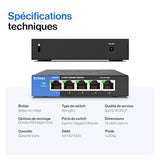 LINKSYS Switch 5 ports Gigabit - Boitier métal