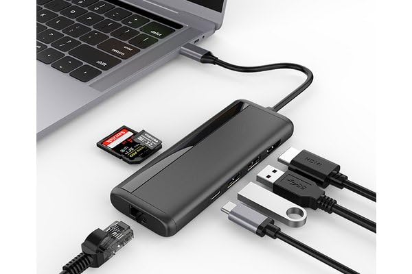 Minidock USB-C 6 en 1 HDMI 2.0 4K GigaLAN Carte SD/TF 2xUSB-A 1xUSB-C PD3.0 100W