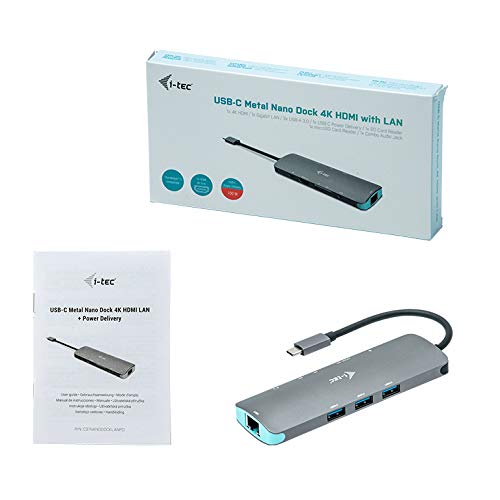 I-TEC USB C Metal Nano Docking Station 1xHDMI4K 1xSD Cardreader 1xmicroSD reader 1xGLAN 3xUSB 3.0 Port 1xUSB-C Sans Alimentation