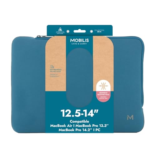 MOBILIS Housse Skin Sleeve pour ordinateur 12.5-14" - Bleu prusse, Gris