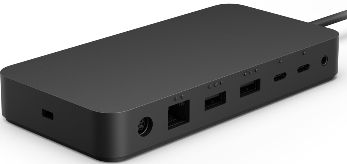 MICROSOFT Surface - Dock Thunderbolt 4 - Station daccueil - 3xUSB-C - 3xUSB 3.2 - Ethernet - Audio Jack - GigE - 165W - Noire