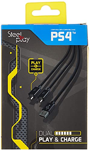LEXIP X STEELPLAY Cable Dual Play & Charge Pour Manettes Noir PS4