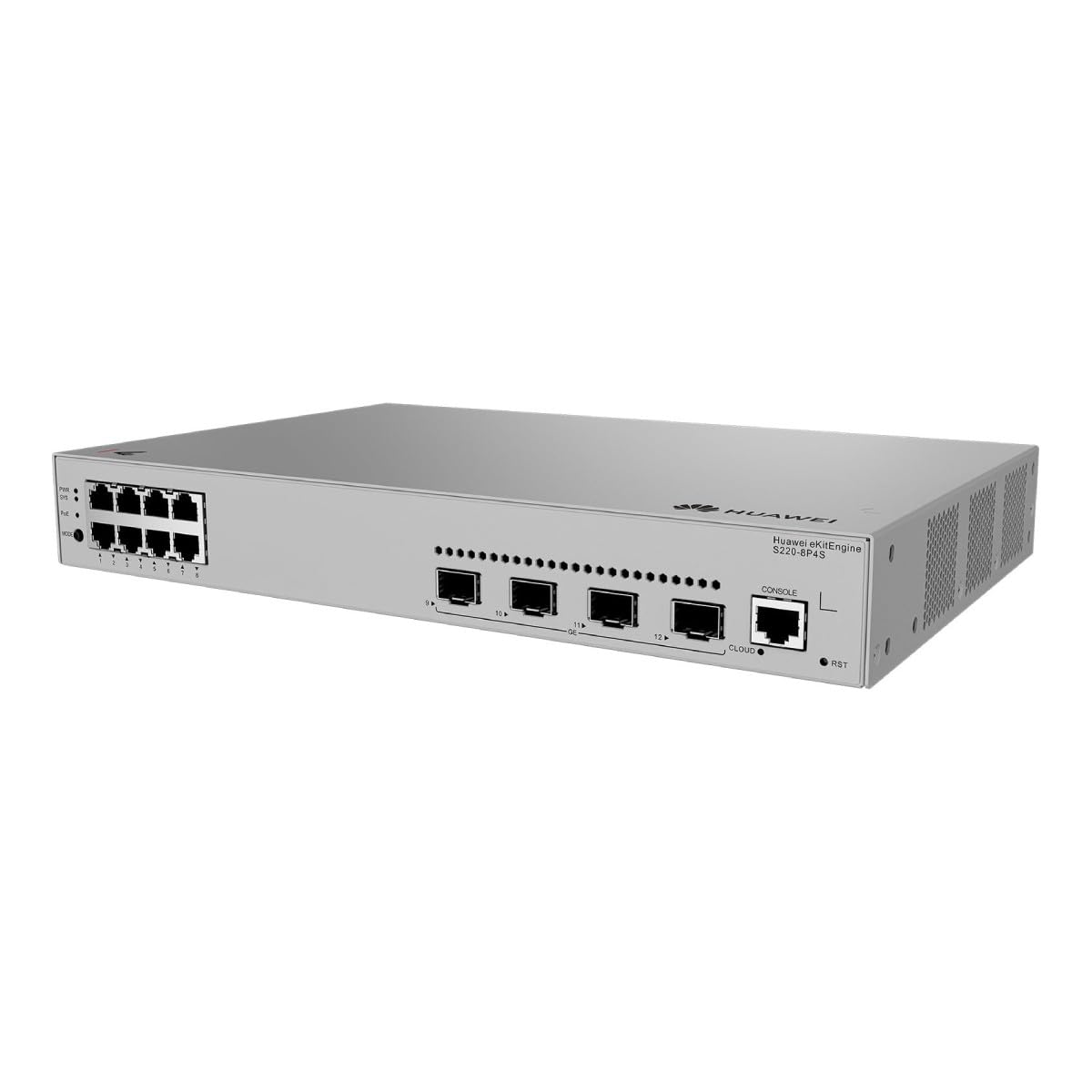 HUAWEI eKit S220 Series S220-8P4S Géré L2 Gigabit Ethernet (10/100/1000) Connexion Ethernet, supportant l'alimentation via ce port (PoE) 1U Gris