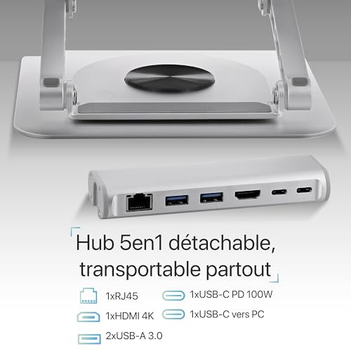TNB iClick 360 adjustable notebook stand with detachable 6in1 hub aluminum