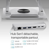 TNB iClick 360 adjustable notebook stand with detachable 6in1 hub aluminum