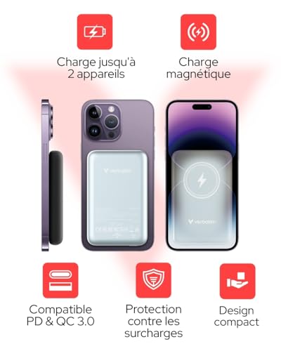 VERBATIM CHARGE N GO MAGNETIC WIRELESS POWER BANK 10000 BLUE WCF (P)