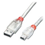 LINDY USB 2.0 Cable A/Mini-B transparent 0.5m High/Full/Low Speed USB LINDY Design