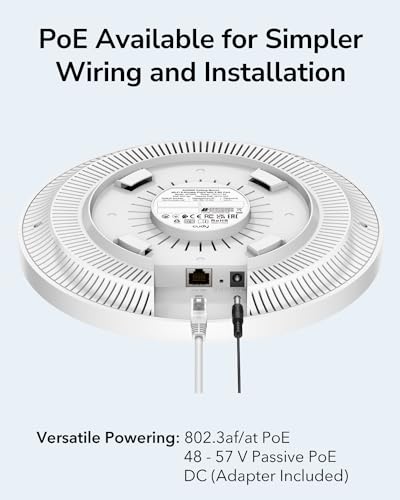 Cudy AP3000 point d'acces réseaux locaux sans fil 2976 Mbit/s Blanc Connexion Ethernet, supportant l'alimentation via ce port (PoE)