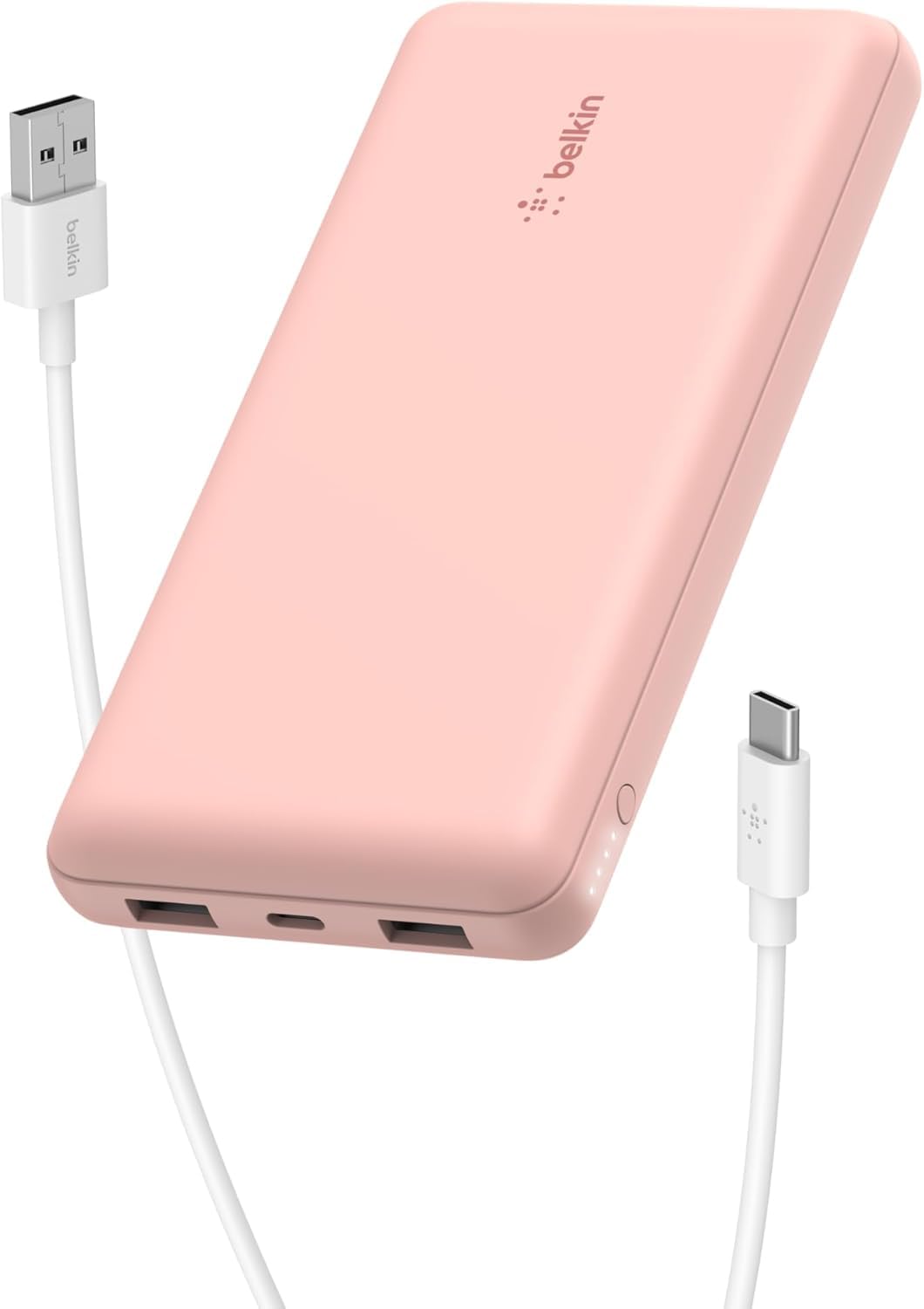 BELKIN Batterie externe 3 ports 10K avec câble USB-A vers USB-C rose