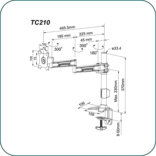 AAVARA Bras à pincer TC210 - 1 écran