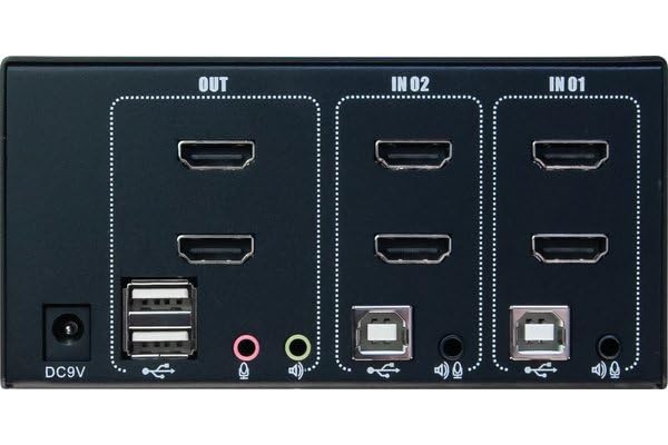 DEXLAN KVM 2 ports double écran HDMI 4K / USB 2.0 + câbles