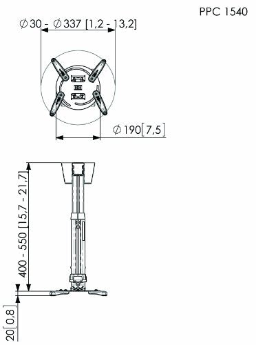 PPC 1540 Projector Ceiling Mount Silver