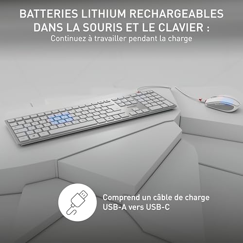 CHERRY Pack clavier & souris DW 9100 sans fil blanc/argent