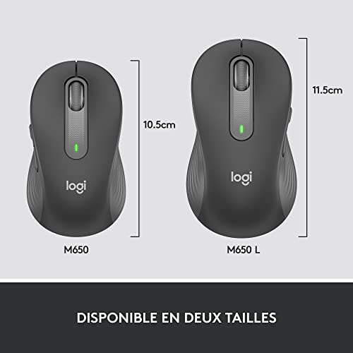 LOGITECH Signature M650 L for Business Mouse right-handed 5 buttons wireless Bluetooth 2.4 GHz Bolt USB receiver
