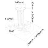 NEOMOUNTS BEAMER-C80WHITE Support de plafond pour vidéoprojecteur - h 13-20 cm - orientable