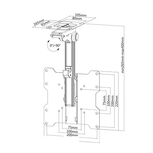 NEOMOUNTS FPMA-C020BLACK Support de plafond pour écran de 10-40p - h 26.5-40 cm