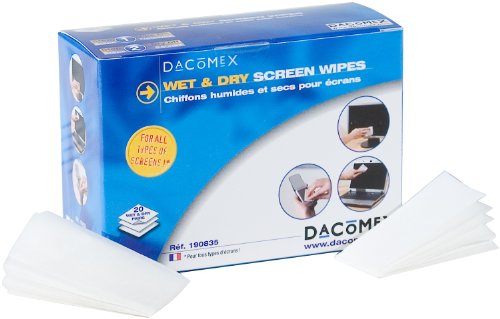 DACOMEX Boîte de 2 x 12 lingettes humides / sèches pour écrans