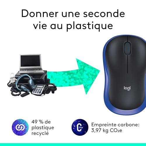 LOGITECH M185 Mouse optical wireless 2.4 GHz USB wireless receiver blue