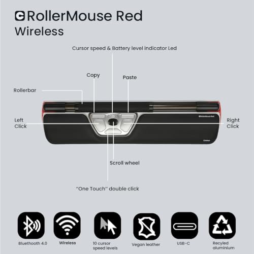 CONTOUR DESIGN Souris centrée RollerMouse Red sans fil