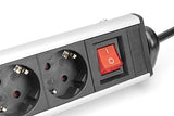 Digitus DA-70624 multiprise 1,5 m 6 sortie(s) CA Intérieure Noir, Argent