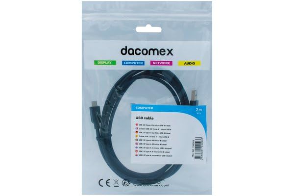 DACOMEX Sachet cordon USB 2.0 Type-A / micro USB B noir - 2 m