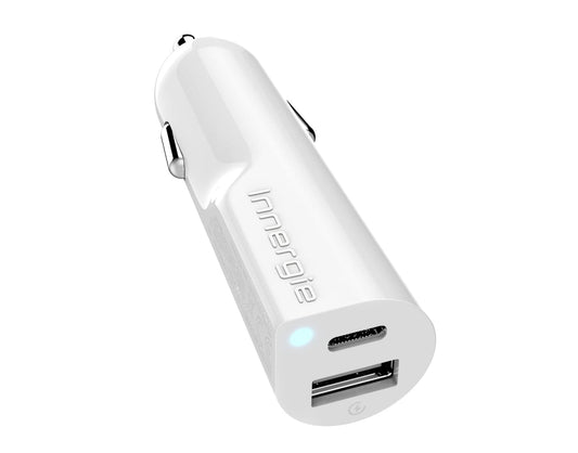 INNERGIE PowerJoy 30D Le plus petit chargeur de voiture USB-C 30W Deux ports USB-C 5V / 3A 9V / 2A USB-A 5V / 2.4A