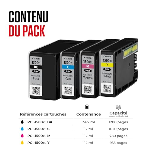 CANON PGI-1500XL Ink Cartridge BK/C/M/Y MULTI