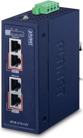 PLANET IPOE-270-12V commutateur réseau Connexion Ethernet, supportant l'alimentation via ce port (PoE) Bleu