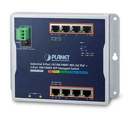 PLANET WGS-4215-8P2S commutateur réseau Géré Gigabit Ethernet (10/100/1000) Connexion Ethernet, supportant l'alimentation via ce port (PoE) Noir