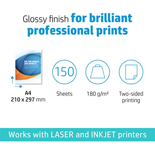 HP Prof Biz Gls 180g A4 150sh FSC Paper