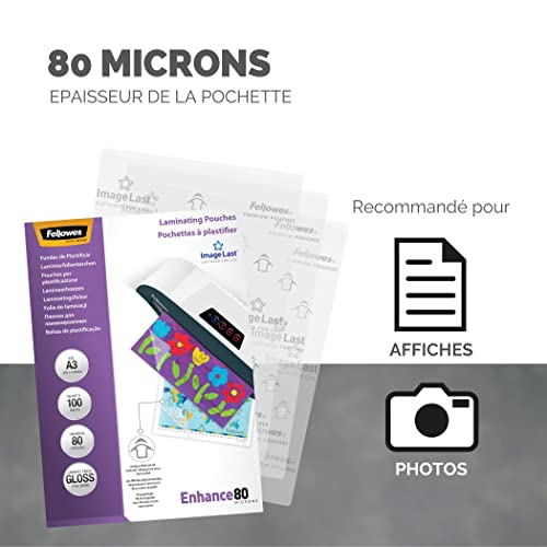 FELLOWES Pochettes ImageLast A3 80 microns - Pack de 100