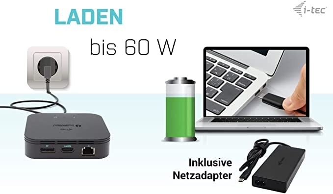 I-TEC USB-C HDMI Dual DP Docking Station with Power Delivery 100 W + i-tec Universal Charger 112 W