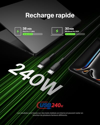 BELKIN USB-C TO USB-C 240W 2.0 BRAIDED PCR 2M BLACK