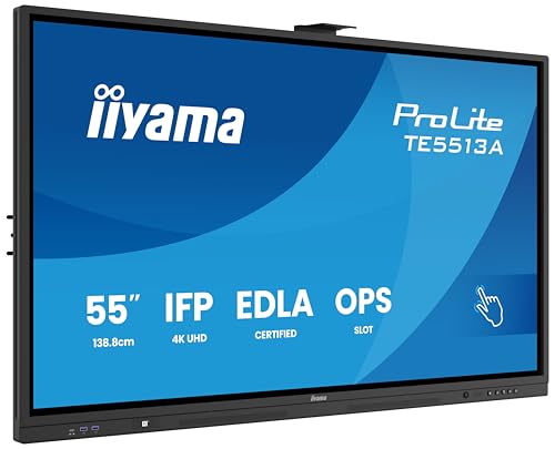 iiyama TE6513A-B1AG Panneau Plat Interactif IFP 65" IPS 4K IR 40 points 450cd Android 14 Google EDLA 2x20W WiFi VESA