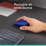 LOGITECH M171 Mouse right and left-handed wireless 2.4 GHz USB wireless receiver black blue