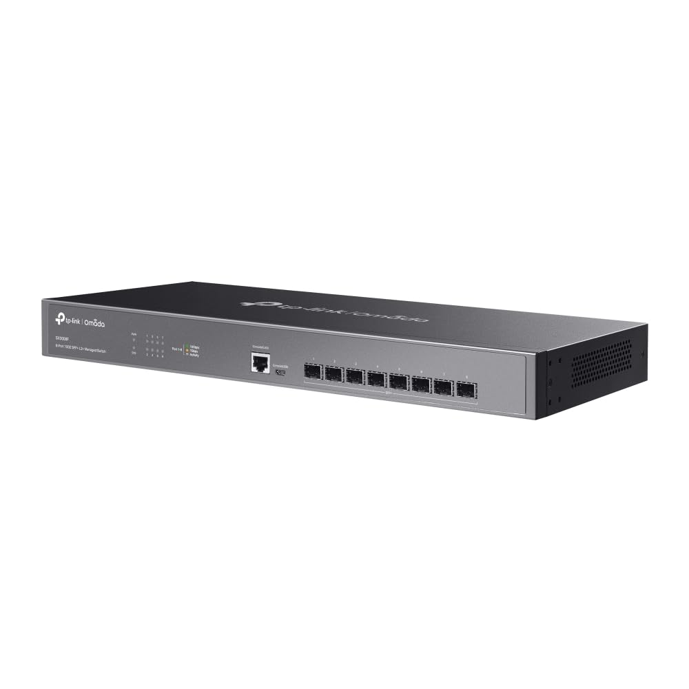 TP-LINK Omada 8-Port 10GE SFP+ L2+ Managed Switch 8x 10G SFP+ Slots RJ45/Micro-USB Console Port