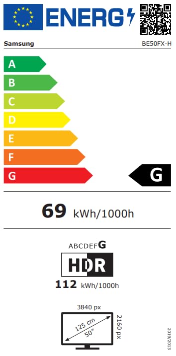 SAMSUNG 50p UHD/4K 16:9 BE50F-H 300nits HDR10+ DVB-T2/C/S2/Analog Tuner Speakers 2x10W 3xHDMI 2.0 Ethernet WiFi 5 Bluetooth Tizen