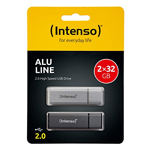 INTENSO Clé USB 2.0 Alu Line - 2 x 32 Go Anthracite & silver