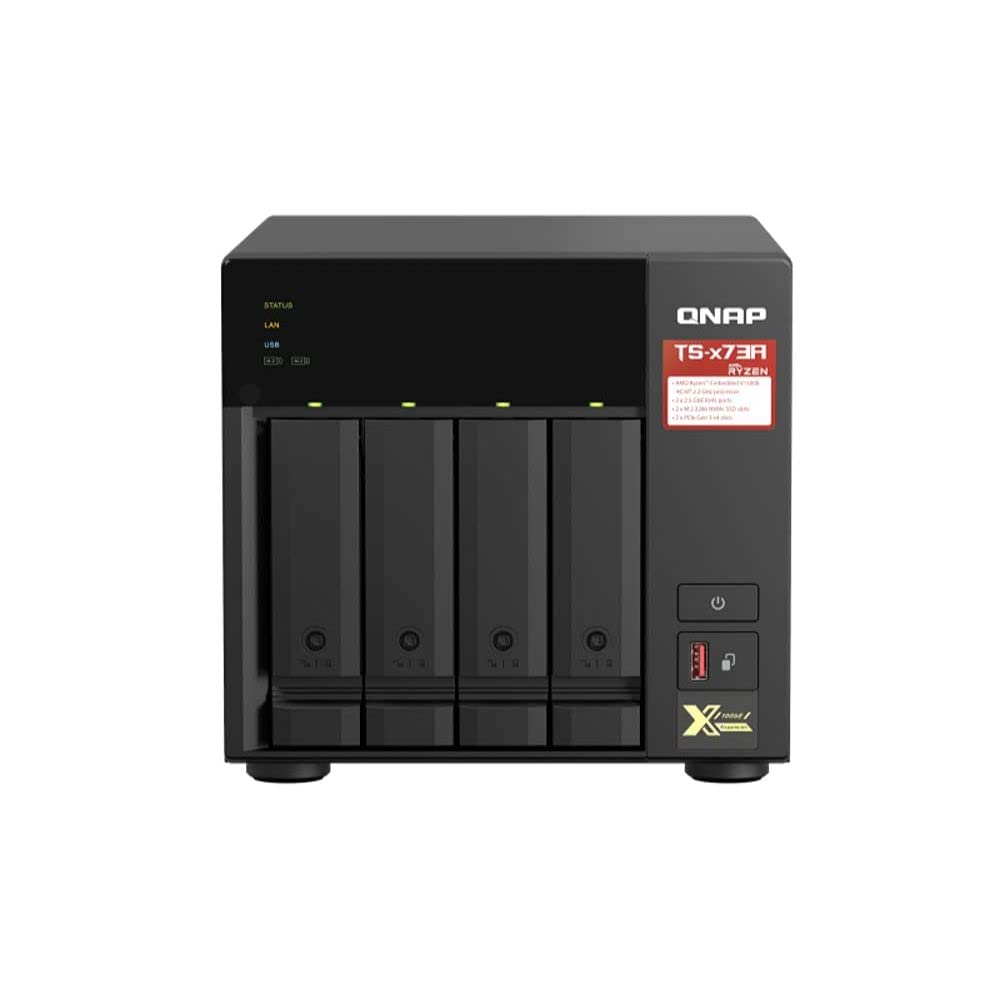 QNAP TS-473A-8G NAS AMD Ryzen Embedded V1500B 8Go SO-DIMM DDR4 4x 2.5/3.5inch SATA 6Gbps 2x M.2 2280 NVMe PCIe Gen3 x1 slots