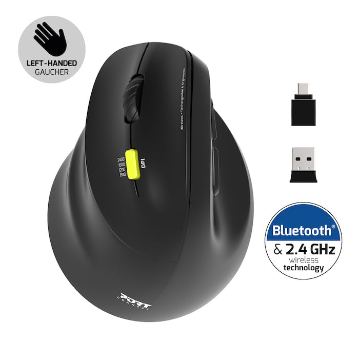 PORT DESIGNS Mouse Ergonomic Rechargeable Bluetooth Left Hand