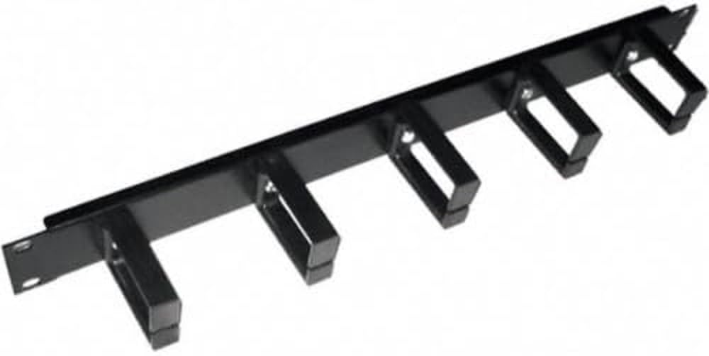 Panneau 19" 1U avec 5 anneaux métal et support câbles