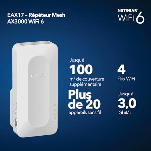 NETGEAR 1PT AX3000 WIFI 6mESH EXTENDER EAX17
