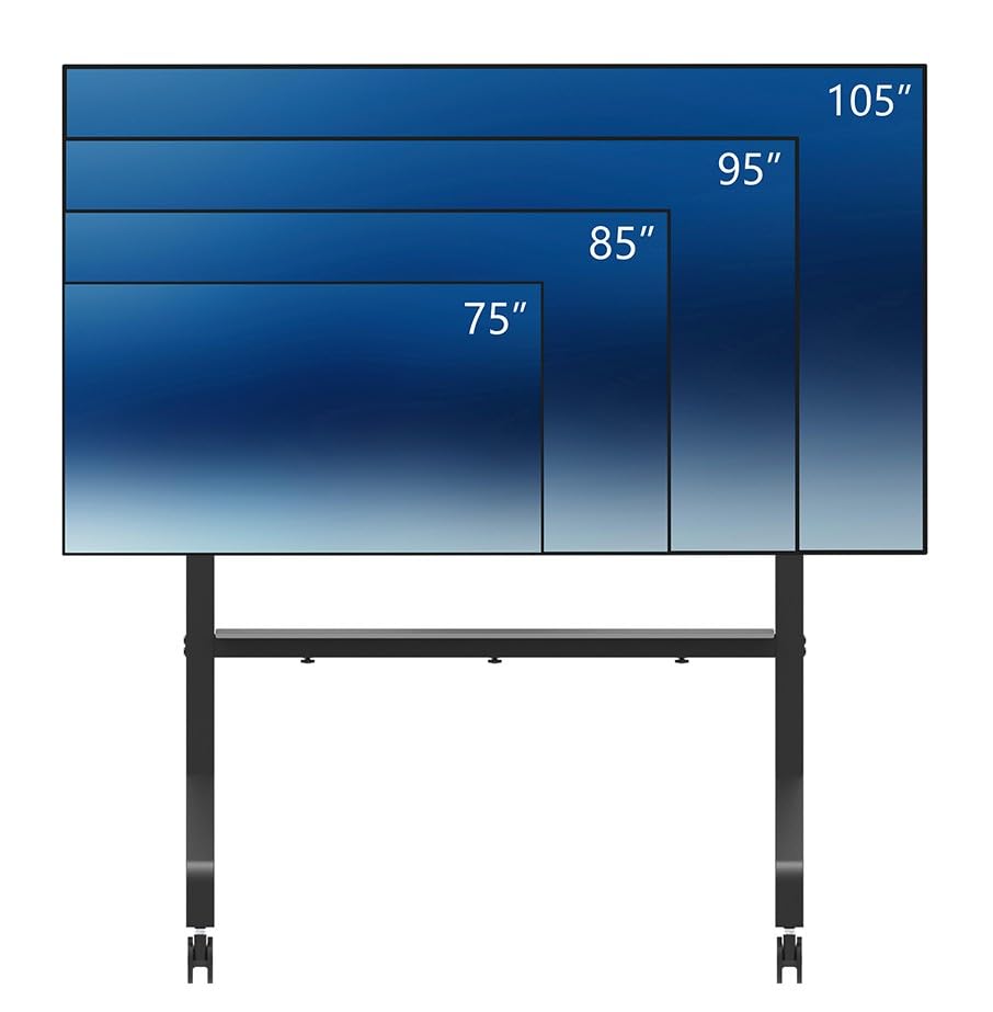 NEOMOUNTS FL50-575BL1 Support au sol mobile pour écran 65-110p - étagère multimédia incluse - installation rapide - TÌV