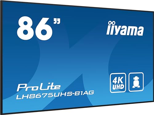 "iiyama LH8675UHS-B1AG Écran d'affichage dynamique Écran plat de signalisation numérique 2,17 m (85.6"") LCD Wifi 500 cd/m2 4K Ultra HD Noir Intégré dans le proce"