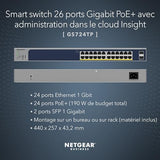 NETGEAR GS724TP V3 Switch Niv2 24p Giga PoE+ & 2SFP 190W