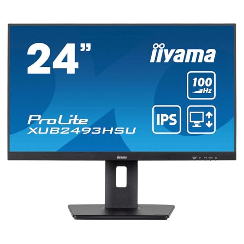 IIYAMA XUB2493HSU-B7 24inch IPS FHD 100Hz 300cd/m2 1ms Speakers HDMI DP 2xUSB 2.0 Speakers 15cm Height Adj. Stand