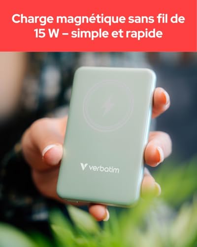 VERBATIM CHARGE N GO MAGNETIC WIRELESS POWER BANK 5000 GREEN WCF (P)