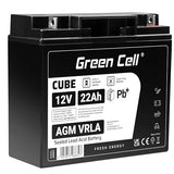 Green Cell AGM 12V 22Ah VRLA Battery Gel deep cycle scooter mower boat barge